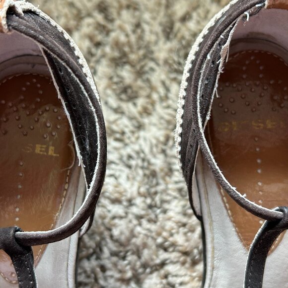 Diesel Neveau 3 3/4" Heels Pumps Size 7 Genuine Leather & Suede Brown Tan Cream - Picture 10 of 13